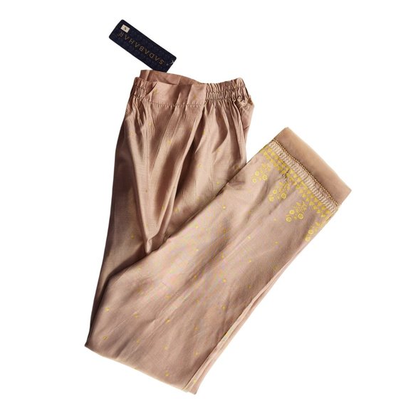 Womens Designer Trouser Pants Embellished Silk Viscose Sadabahar Brand Pakistani - Picture 13 of 16